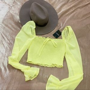 Forever 21 Yellow Sheer Top